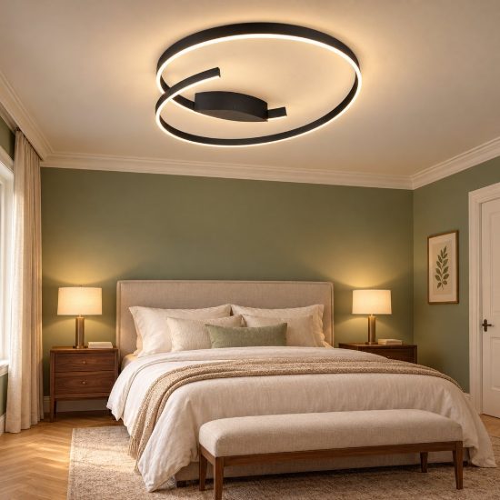 Plafoniera led 48w 2000k 4000k dimmerabile dim to warm per soggiorno moderna nera