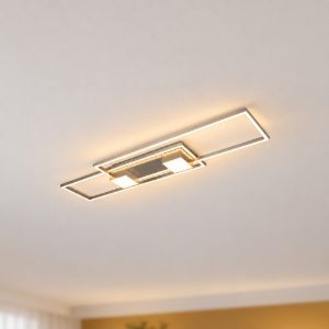 Plafoniera led 37w cct 2700k 6500k con telecomando per soggiorno moderna nichel opaco