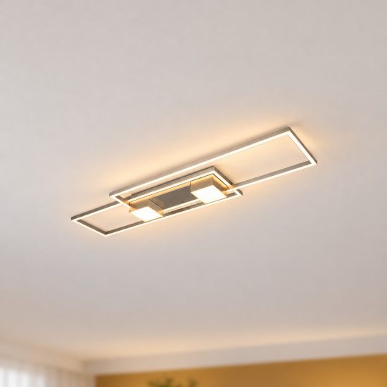 Plafoniera led 37w cct 2700k 6500k con telecomando per soggiorno moderna nichel opaco