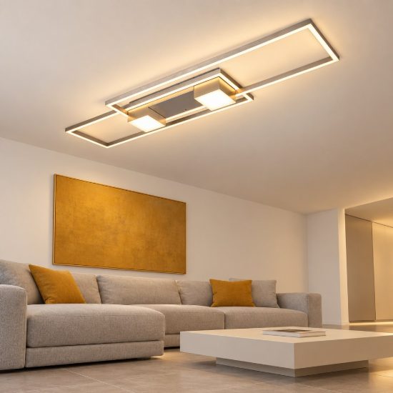 Plafoniera led 37w cct 2700k 6500k con telecomando per soggiorno moderna nichel opaco