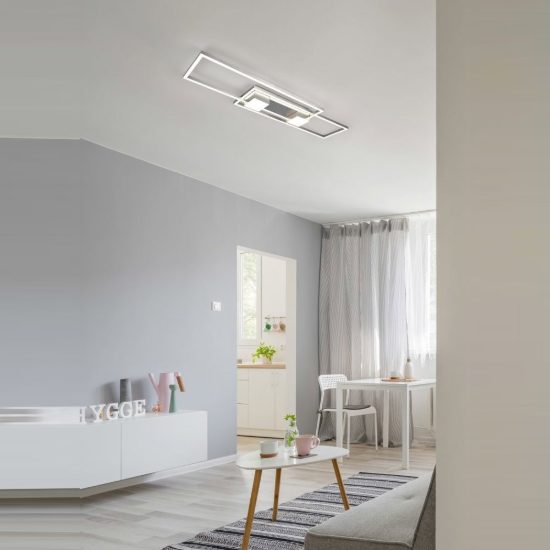 Plafoniera led 37w cct 2700k 6500k con telecomando per soggiorno moderna nichel opaco