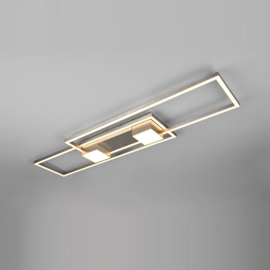 Plafoniera led 37w cct 2700k 6500k con telecomando per soggiorno moderna nichel opaco