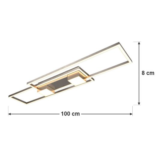 Plafoniera led 37w cct 2700k 6500k con telecomando per soggiorno moderna nichel opaco