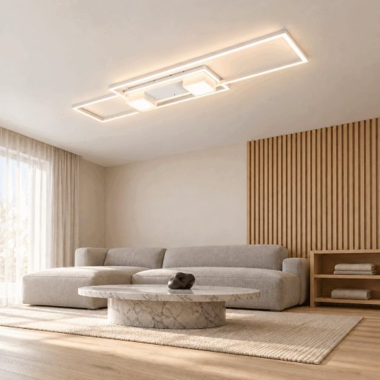Plafoniera led 37w cct 2700k 6500k con telecomando per soggiorno moderna bianca