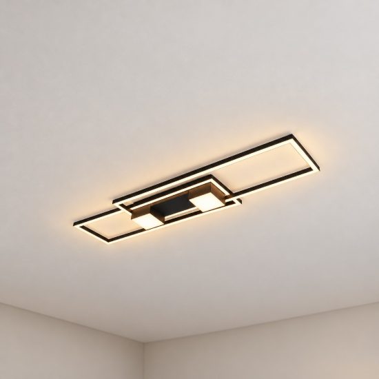Plafoniera led 37w cct 2700k 6500k con telecomando per soggiorno moderna nera
