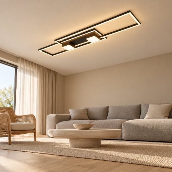 Plafoniera led 37w cct 2700k 6500k con telecomando per soggiorno moderna nera