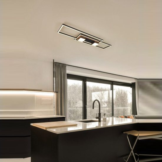 Plafoniera led 37w cct 2700k 6500k con telecomando per soggiorno moderna nera