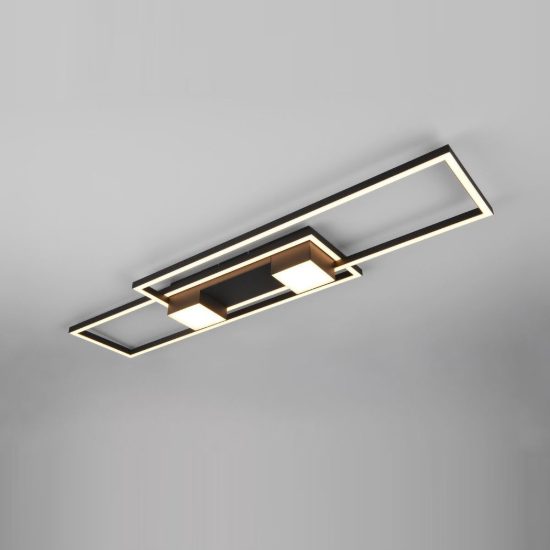 Plafoniera led 37w cct 2700k 6500k con telecomando per soggiorno moderna nera