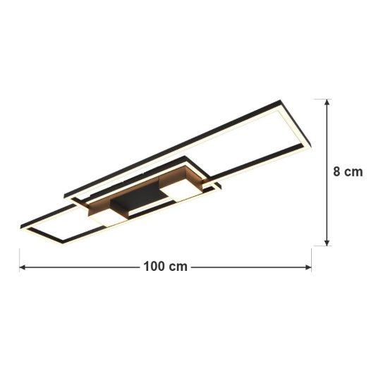 Plafoniera led 37w cct 2700k 6500k con telecomando per soggiorno moderna nera