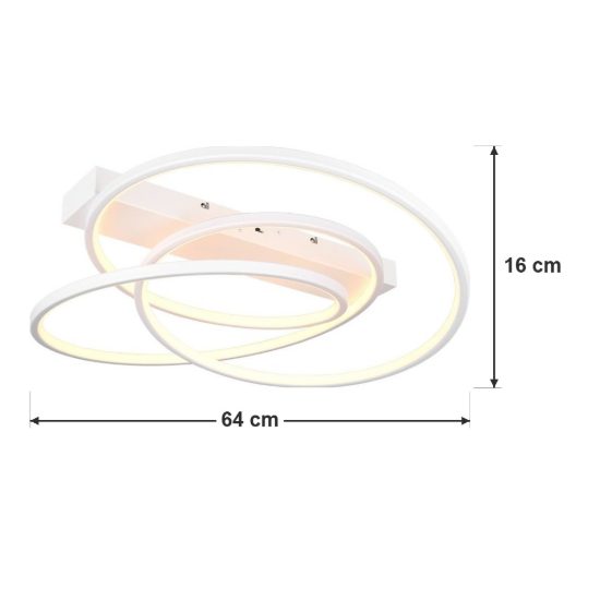 Plafoniera led 34w cct 2300k 3000k 4000k per soggiorno moderna a filo curvo bianca
