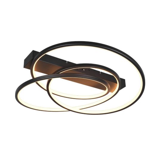 Plafoniera led 34w cct 2300k 3000k 4000k per soggiorno moderna a filo curvo nera