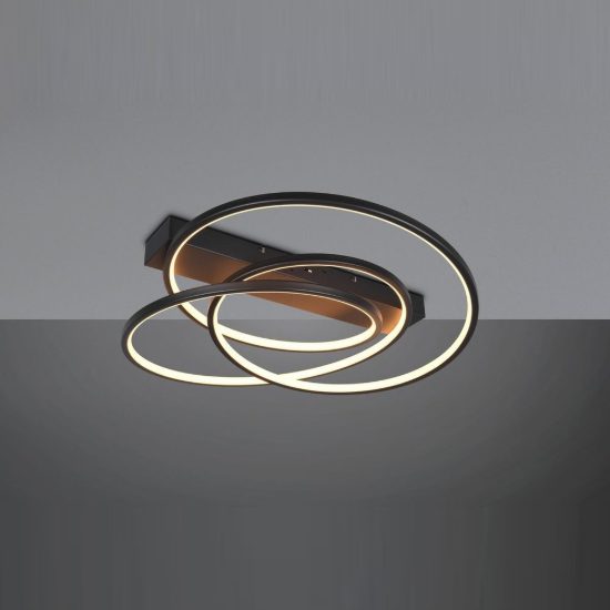 Plafoniera led 34w cct 2300k 3000k 4000k per soggiorno moderna a filo curvo nera