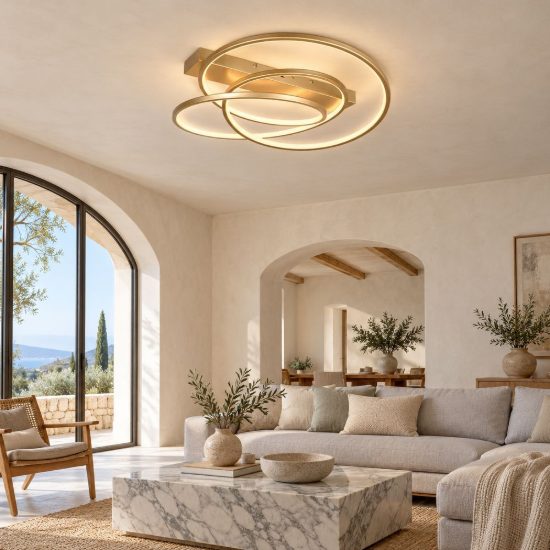 Plafoniera led 34w cct 2300k 3000k 4000k per soggiorno moderna a filo curvo oro