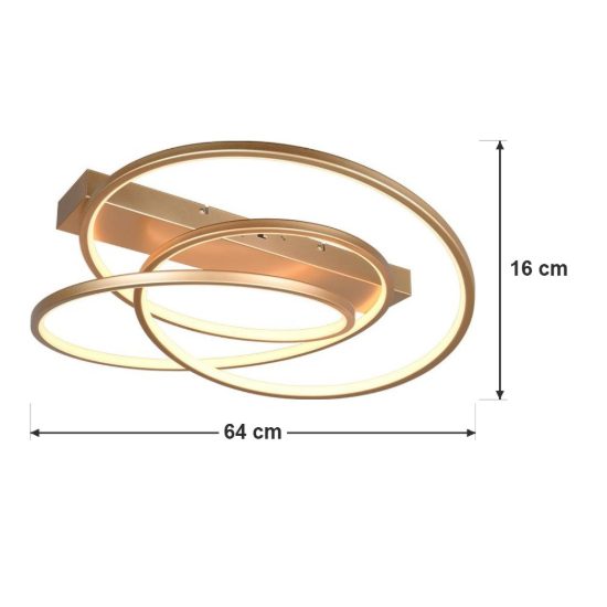 Plafoniera led 34w cct 2300k 3000k 4000k per soggiorno moderna a filo curvo oro