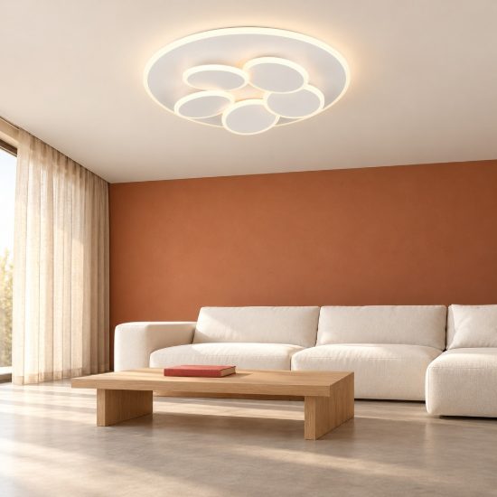 Plafoniera led 35w cct 2700k 6500k con telecomando rotonda bianca con cerchi luminosi