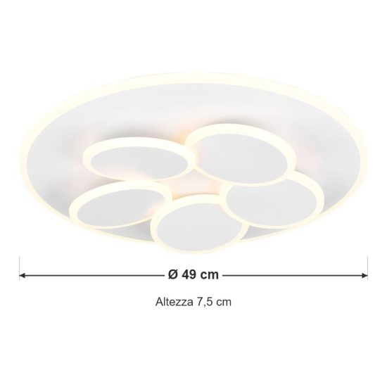 Plafoniera led 35w cct 2700k 6500k con telecomando rotonda bianca con cerchi luminosi
