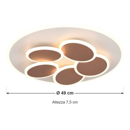 Plafoniera led 35w cct 2700k 6500k con telecomando rotonda caffe con cerchi luminosi