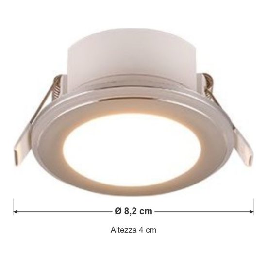 Faretto da incasso per cartongesso per soggiorno led 4w 3000k rgb con telecomando rotondo cromo