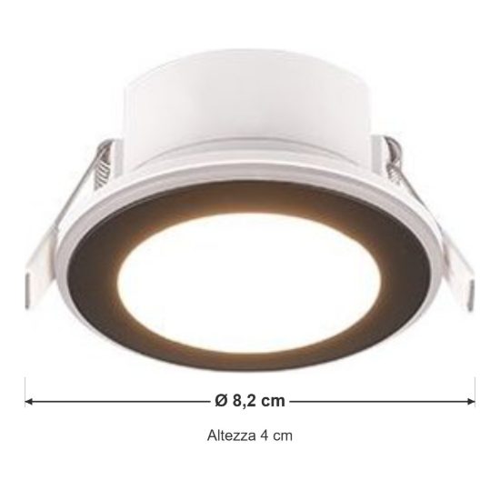 Faretto da incasso per cartongesso per soggiorno led 4w 3000k rgb con telecomando rotondo nero opaco
