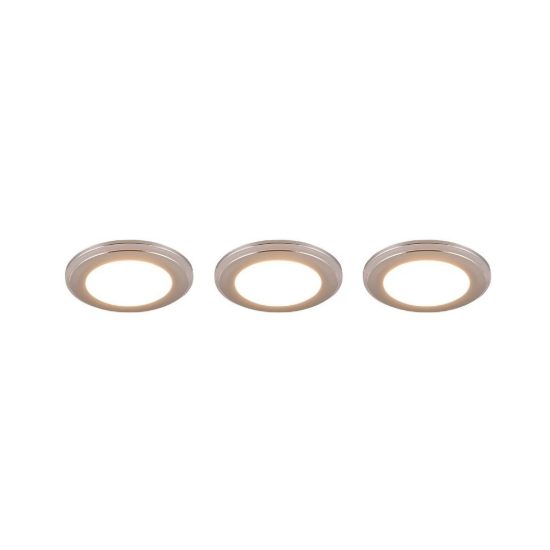 Set 3 faretti da incasso per cartongesso led 12w 3000k rgb con telecomando rotondi cromo