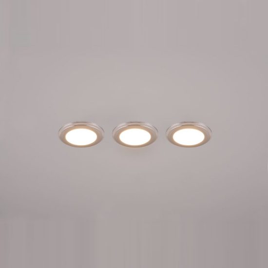 Set 3 faretti da incasso per cartongesso led 12w 3000k rgb con telecomando rotondi cromo