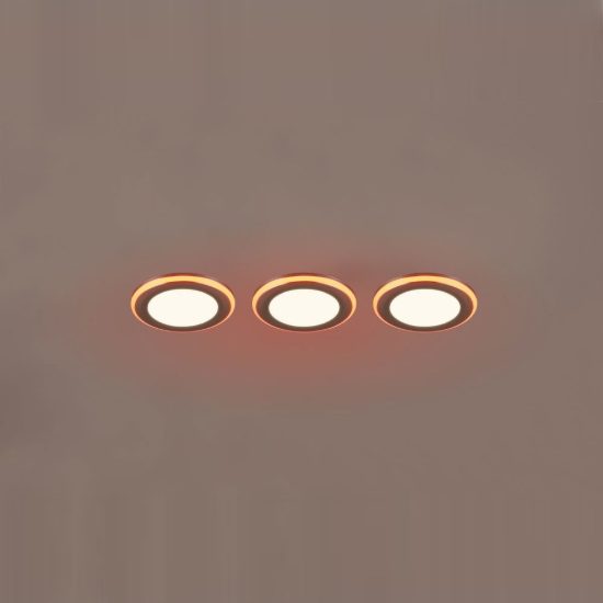 Set 3 faretti da incasso per cartongesso led 12w 3000k rgb con telecomando rotondi cromo