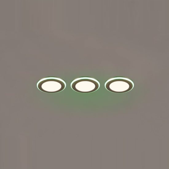 Set 3 faretti da incasso per cartongesso led 12w 3000k rgb con telecomando rotondi cromo
