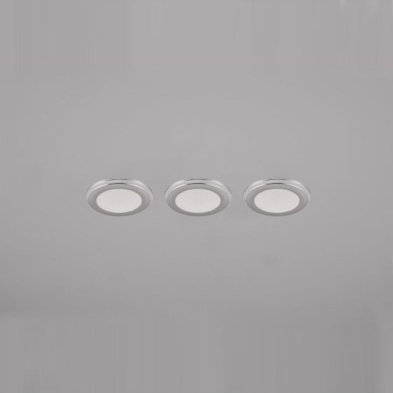 Set 3 faretti da incasso per cartongesso led 12w 3000k rgb con telecomando rotondi cromo