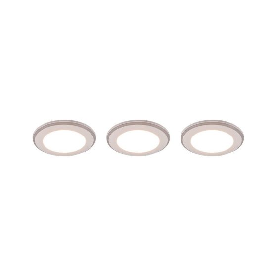 Set 3 faretti da incasso per cartongesso led 12w 3000k rgb con telecomando rotondi bianchi