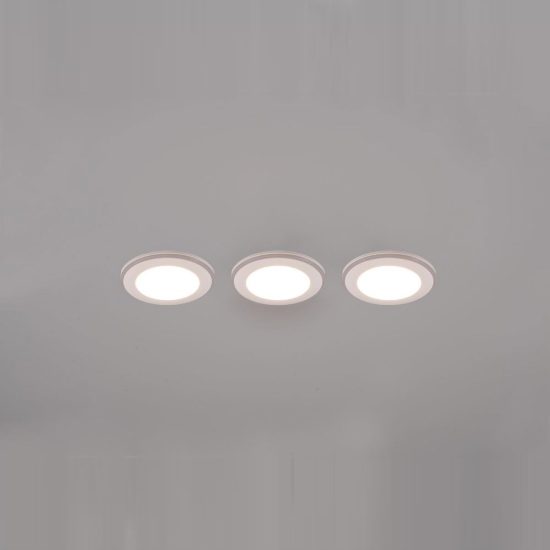 Set 3 faretti da incasso per cartongesso led 12w 3000k rgb con telecomando rotondi bianchi