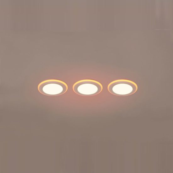 Set 3 faretti da incasso per cartongesso led 12w 3000k rgb con telecomando rotondi bianchi