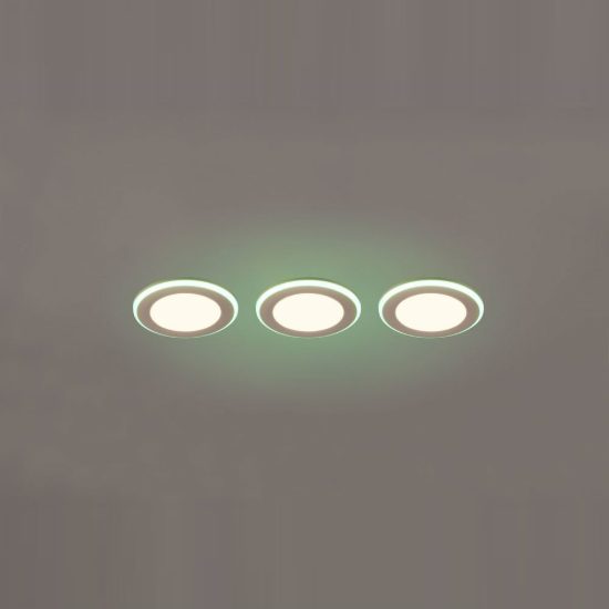 Set 3 faretti da incasso per cartongesso led 12w 3000k rgb con telecomando rotondi bianchi