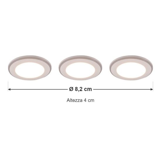 Set 3 faretti da incasso per cartongesso led 12w 3000k rgb con telecomando rotondi bianchi