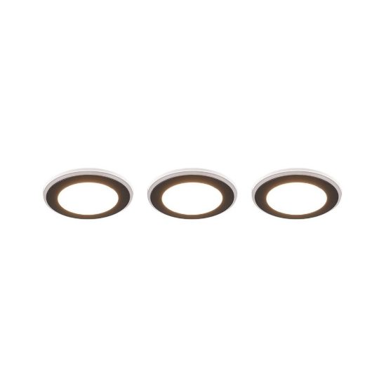 Set 3 faretti da incasso per cartongesso led 12w 3000k rgb con telecomando rotondi neri