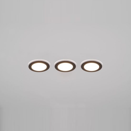 Set 3 faretti da incasso per cartongesso led 12w 3000k rgb con telecomando rotondi neri