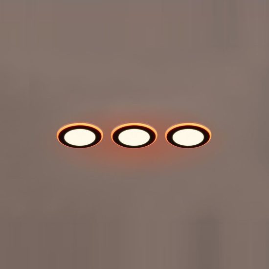 Set 3 faretti da incasso per cartongesso led 12w 3000k rgb con telecomando rotondi neri