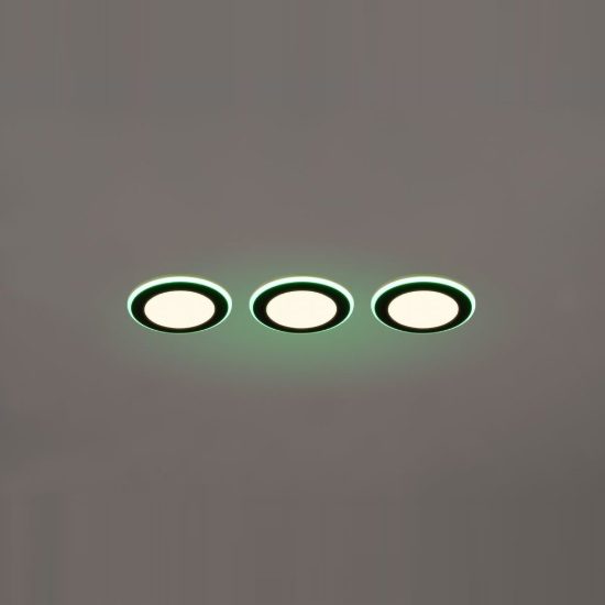 Set 3 faretti da incasso per cartongesso led 12w 3000k rgb con telecomando rotondi neri