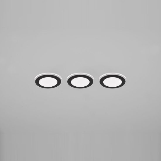 Set 3 faretti da incasso per cartongesso led 12w 3000k rgb con telecomando rotondi neri
