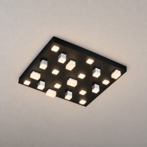 Plafoniera 20 luci led 60w 2000k 4000k dim to warm per soggiorno nera con diffusori 3d