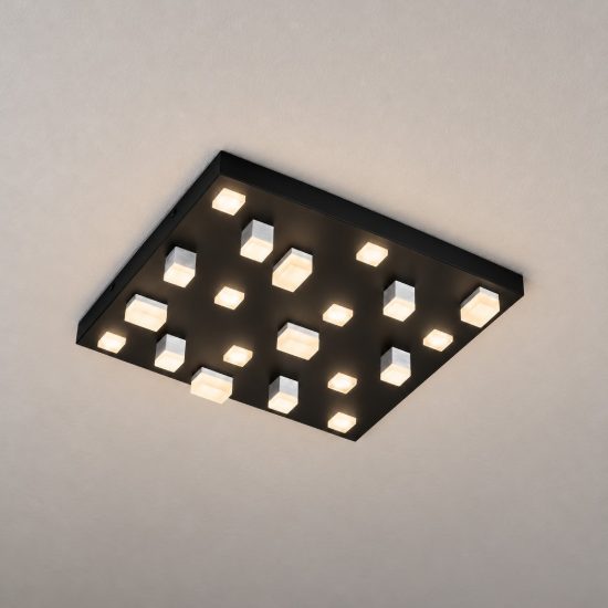 Plafoniera 20 luci led 60w 2000k 4000k dim to warm per soggiorno nera con diffusori 3d
