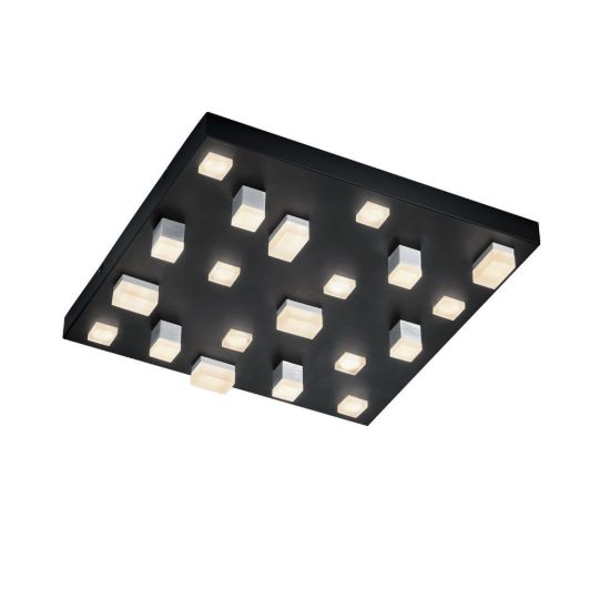 Plafoniera 20 luci led 60w 2000k 4000k dim to warm per soggiorno nera con diffusori 3d