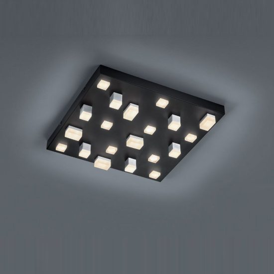Plafoniera 20 luci led 60w 2000k 4000k dim to warm per soggiorno nera con diffusori 3d