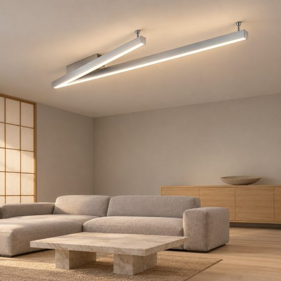 Plafoniera led 44w 2000k 4000k dim to warm per soggiorno a forma di v nichel opaco