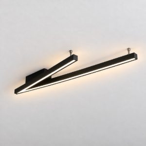 Plafoniera led 44w 2000k 4000k dim to warm per soggiorno a forma di v nera