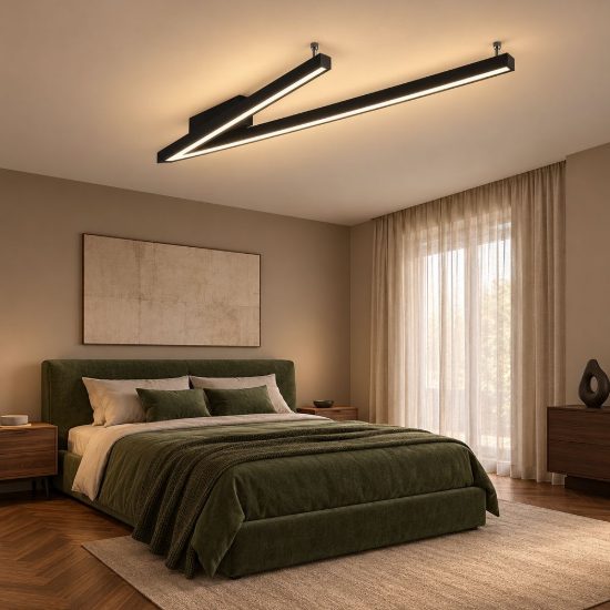 Plafoniera led 44w 2000k 4000k dim to warm per soggiorno a forma di v nera