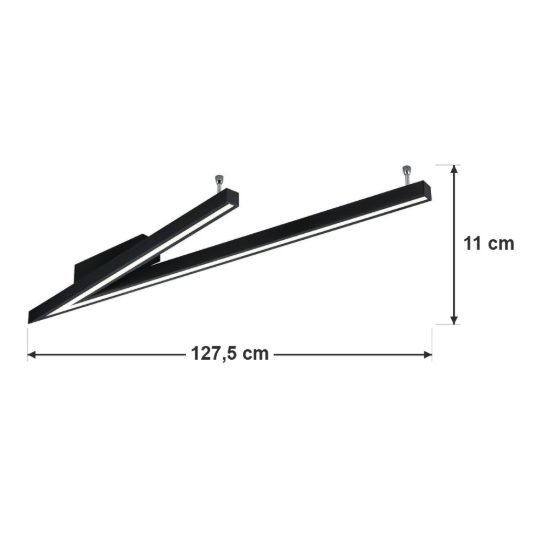 Plafoniera led 44w 2000k 4000k dim to warm per soggiorno a forma di v nera