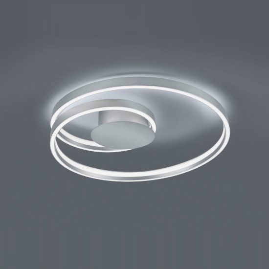 Plafoniera led 46w 2000k 4000k dimmerabile dim to warm per soggiorno a spirale piatta nichel opaco