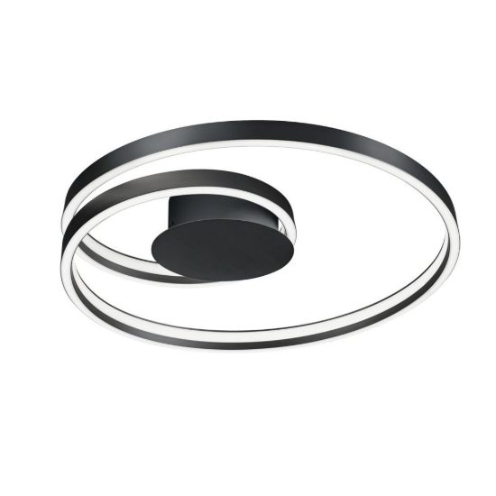 Plafoniera led 46w 2000k 4000k dimmerabile dim to warm per soggiorno a spirale piatta nera