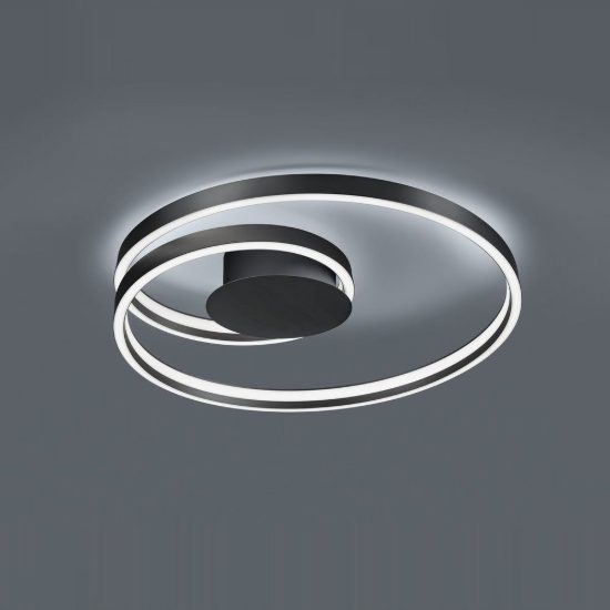 Plafoniera led 46w 2000k 4000k dimmerabile dim to warm per soggiorno a spirale piatta nera