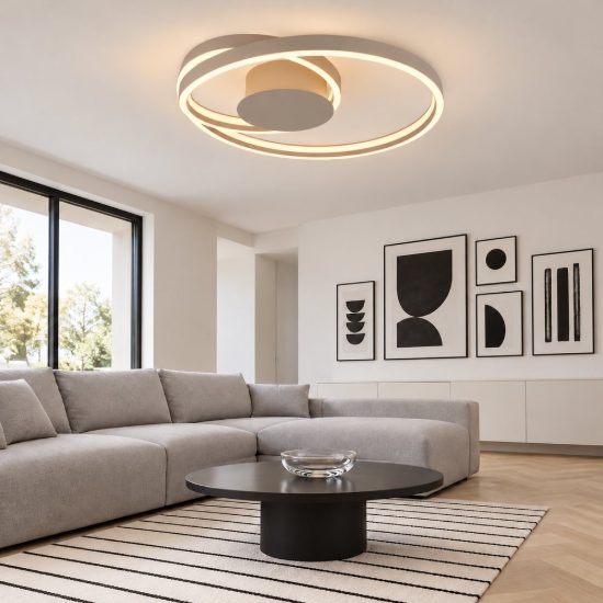 Plafoniera led 46w 2000k 4000k dimmerabile dim to warm per soggiorno a spirale tortora